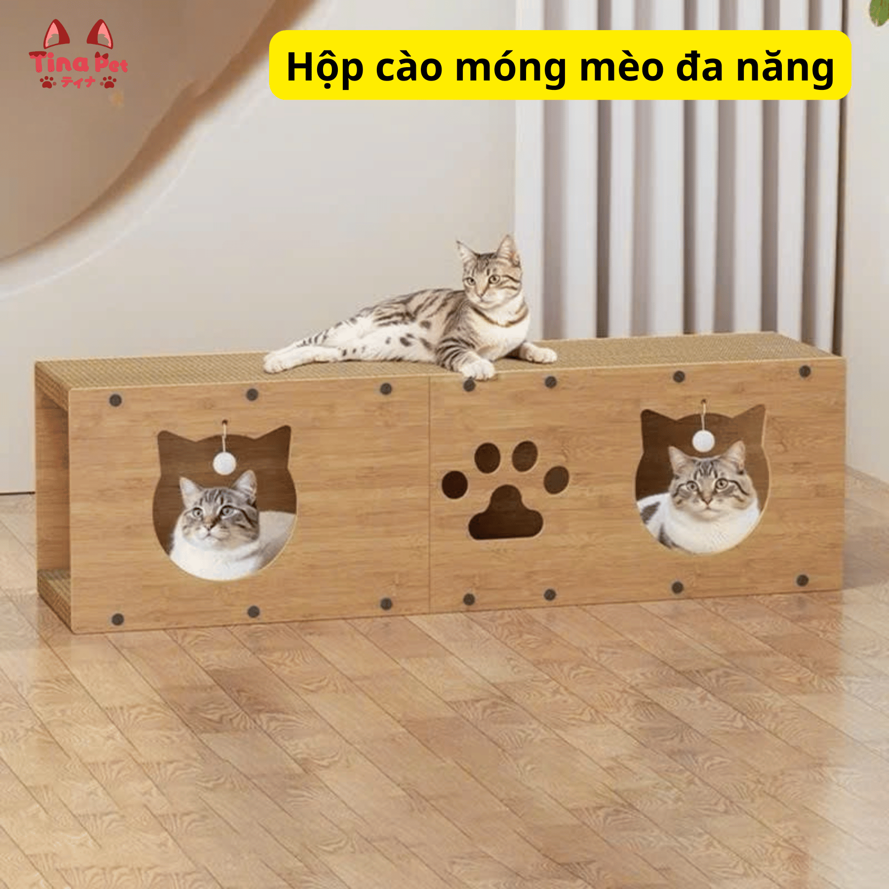 Hộp Cào Móng Mèo Đa Năng TINA PET – Chơi Vui, Nghỉ Ngơi, Bảo Vệ Nội Thất